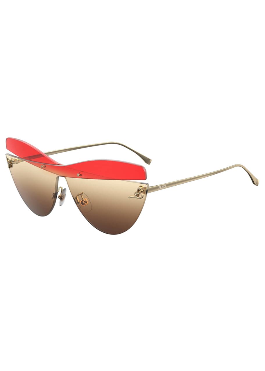 Fendi mirrored rimless cat eye sunglasses store
