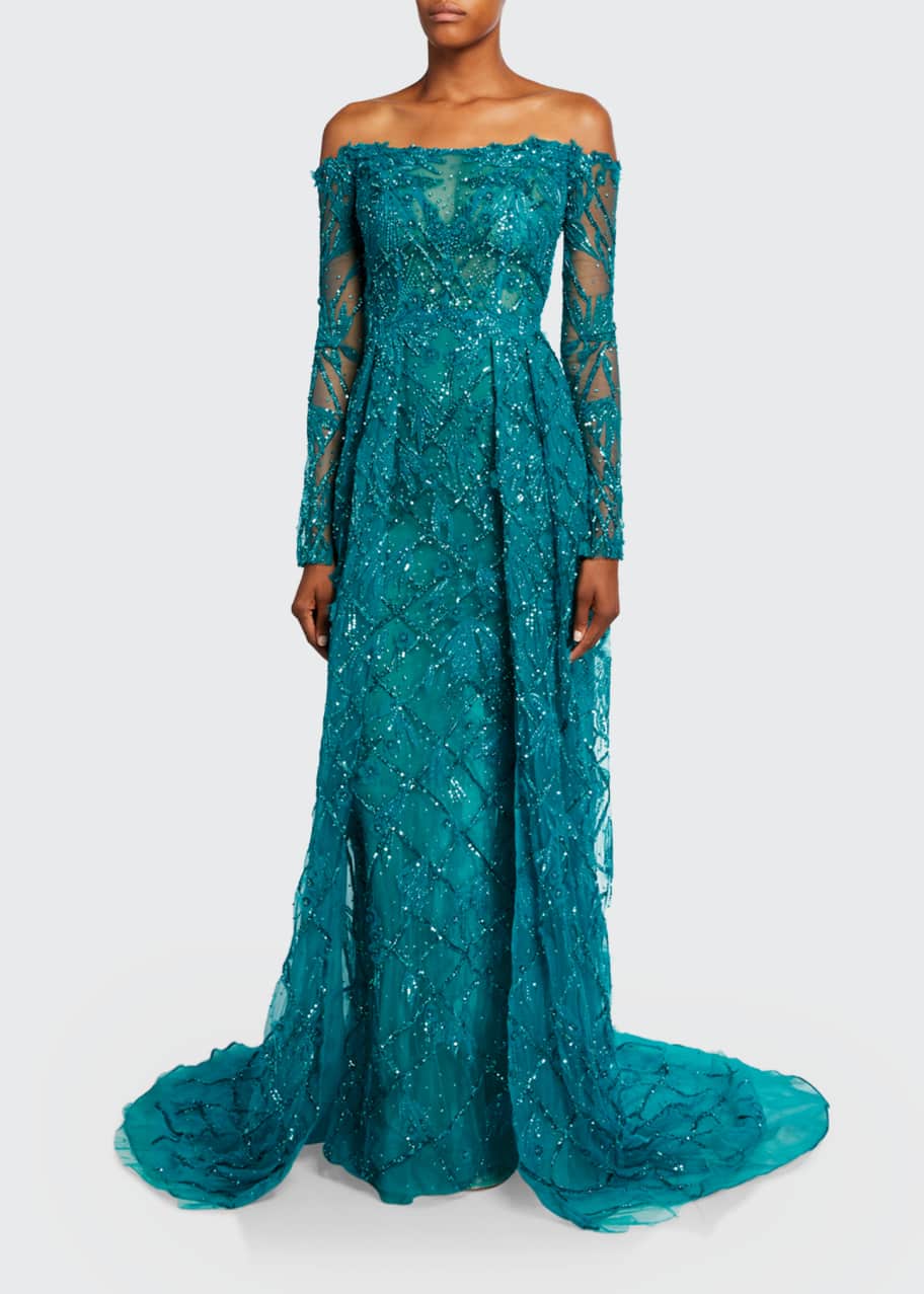 Pamella Roland Off-the-Shoulder Beaded Gown - Bergdorf Goodman