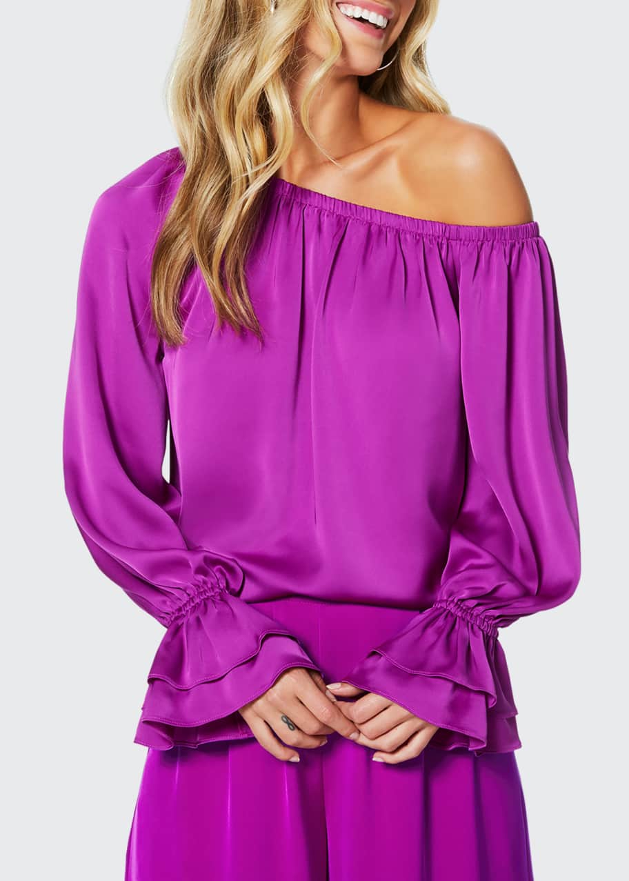Image 1 of 1: Murphy Off-the-Shoulder Ruffle-Sleeve Top