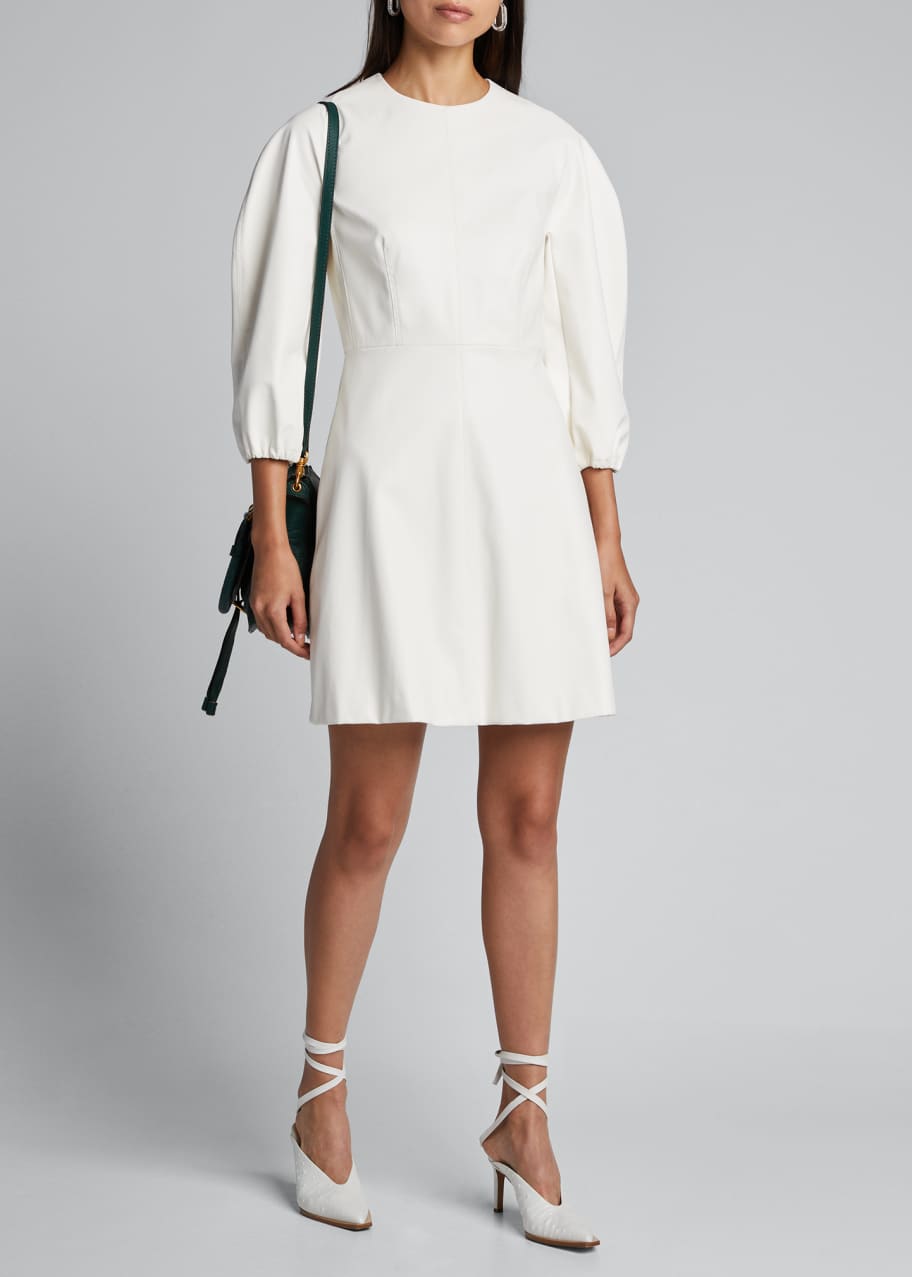 Image 1 of 1: Structured Faux-Leather Short Dress