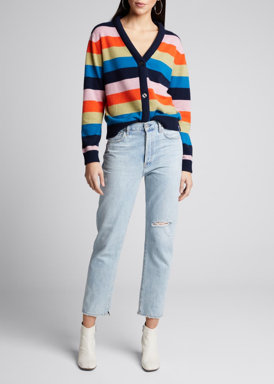 Image 1 of 1: The Remus Striped Button-Front Cashmere Sweater