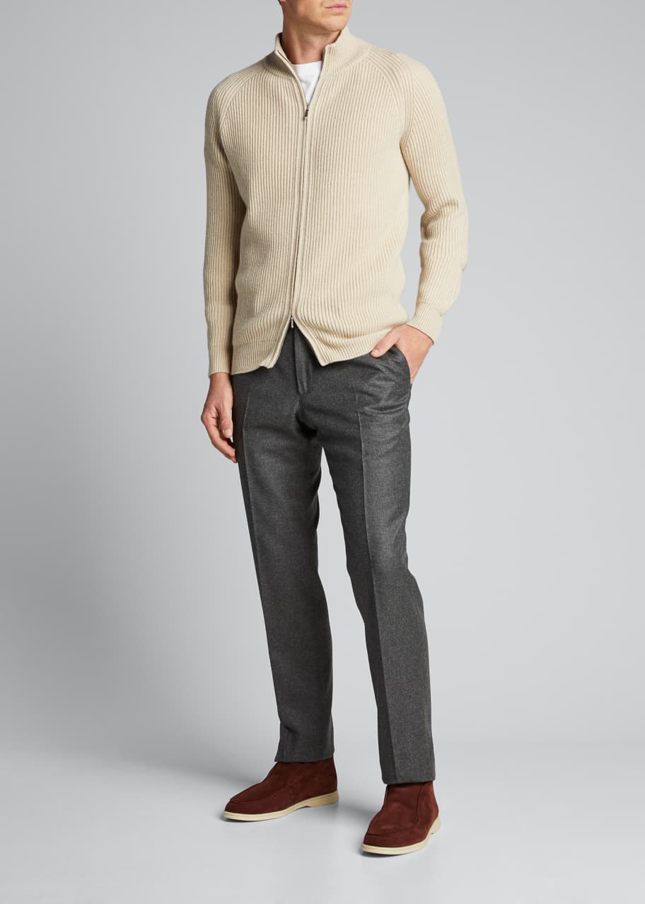 Image 1 of 1: Men's Ashington Ribbed Cashmere Full-Zip Sweater