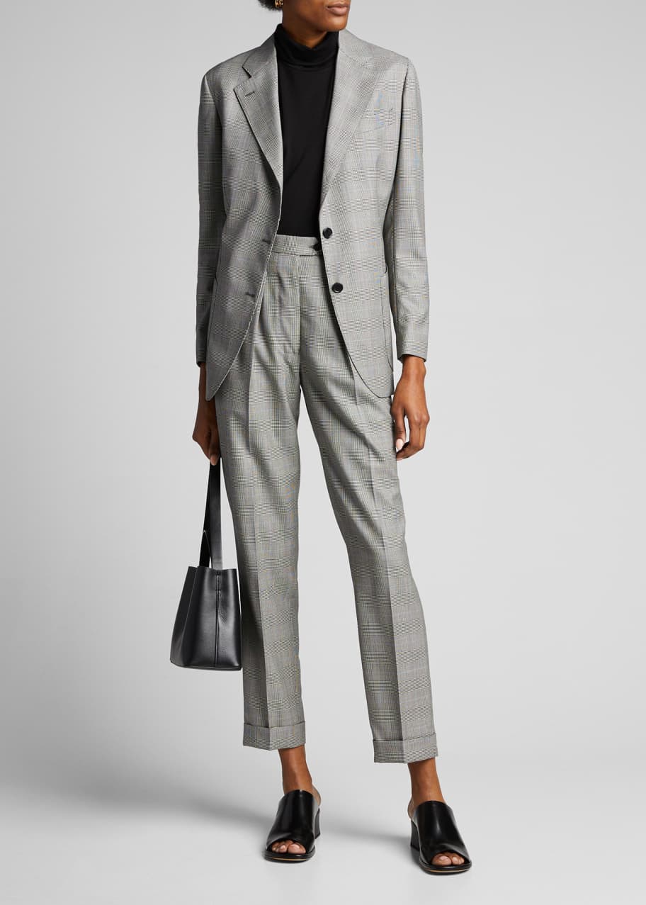 Image 1 of 1: Checked Double Pinces Classic Tailored Trousers