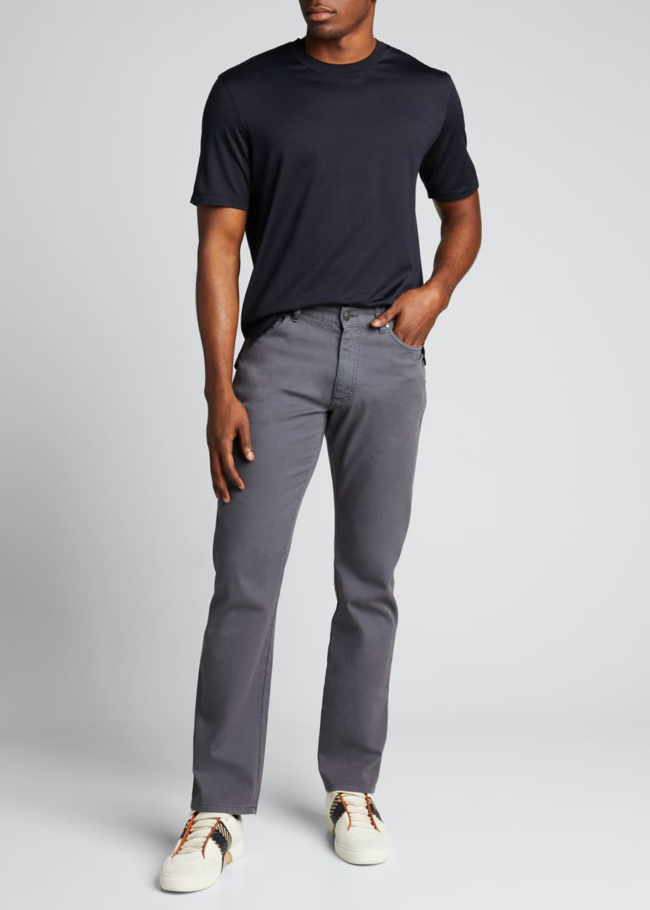 Image 1 of 1: Men's Regular-Fit Lightweight Silk-Cotton T-Shirt