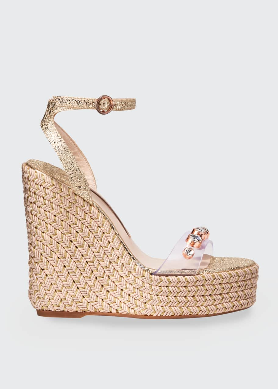 Image 1 of 1: Dina Gem Crackle Espadrille Sandals