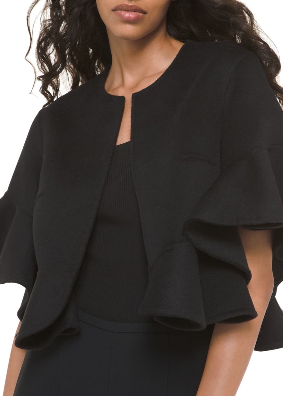 Wool Ruffled Shrug Cardigan