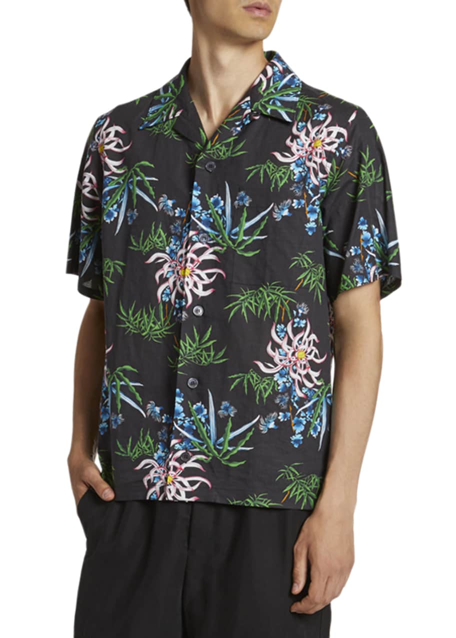 Image 1 of 1: Men's Flower Print Short-Sleeve Sport Shirt