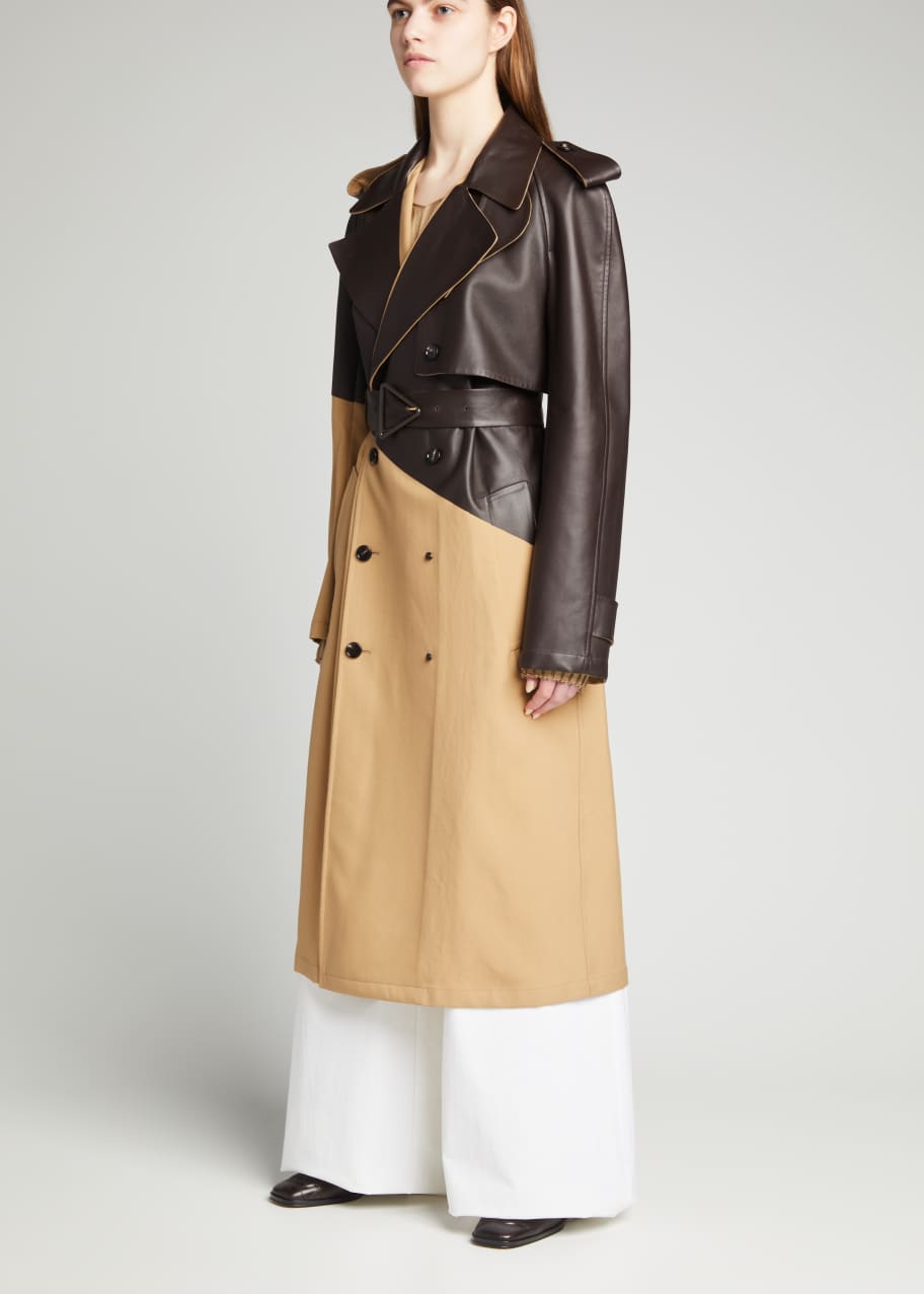 Bottega Veneta Leather & Gabardine Trench Coat - Bergdorf Goodman