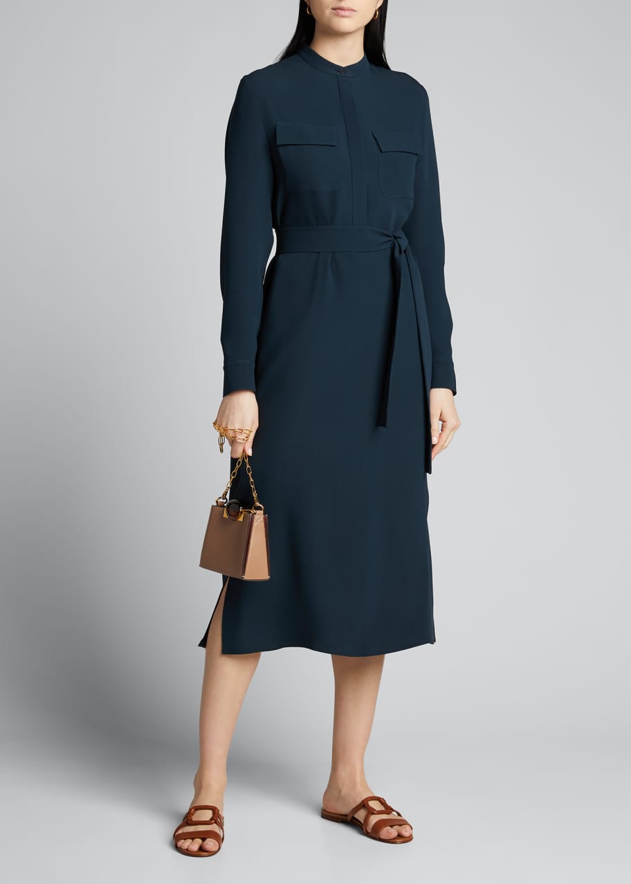 Image 1 of 1: Silk Button-Front Shirtdress