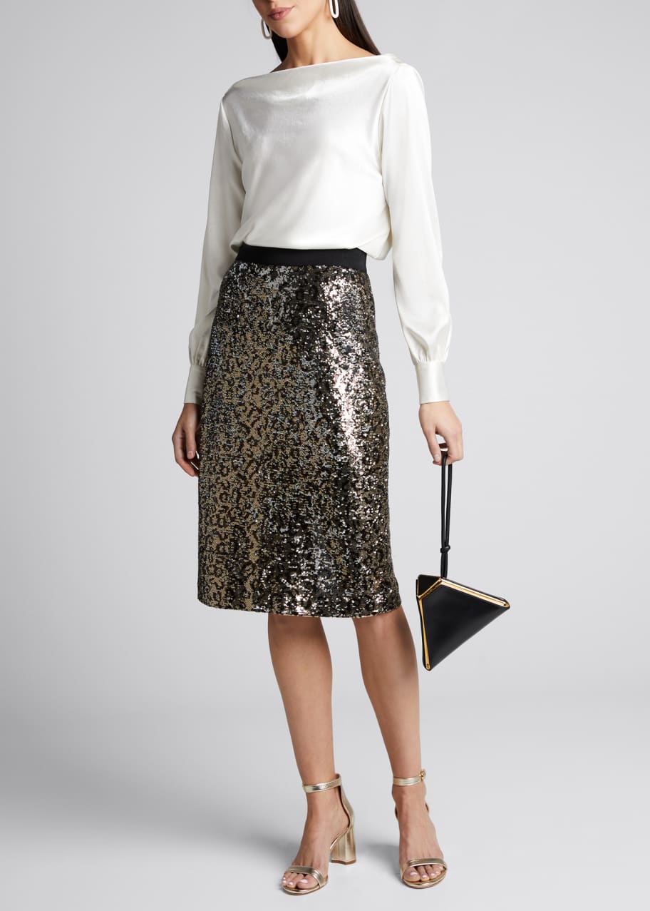 Leopard sequin pencil skirt sale