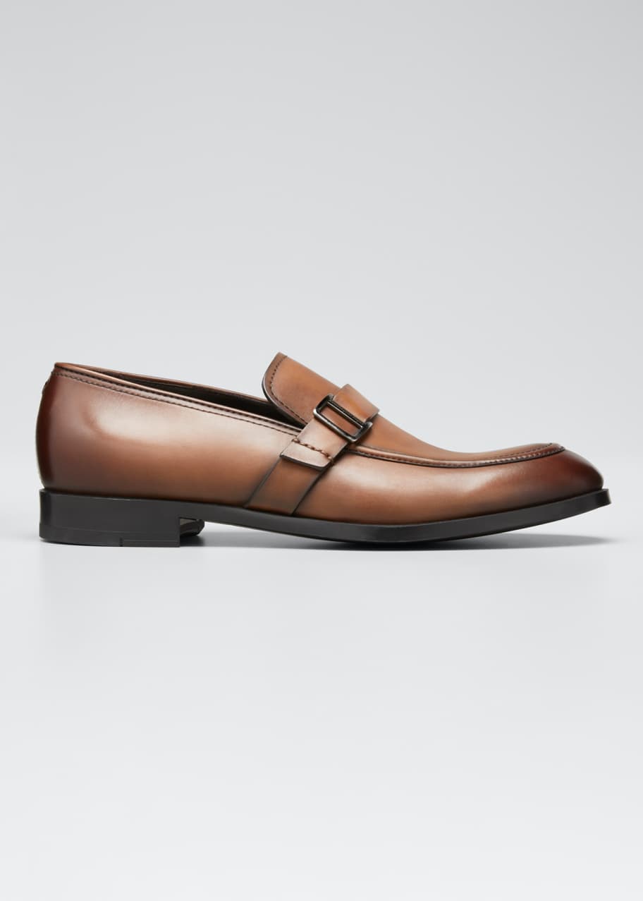 Image 1 of 1: Men's Leather Buckle-Strap Loafers