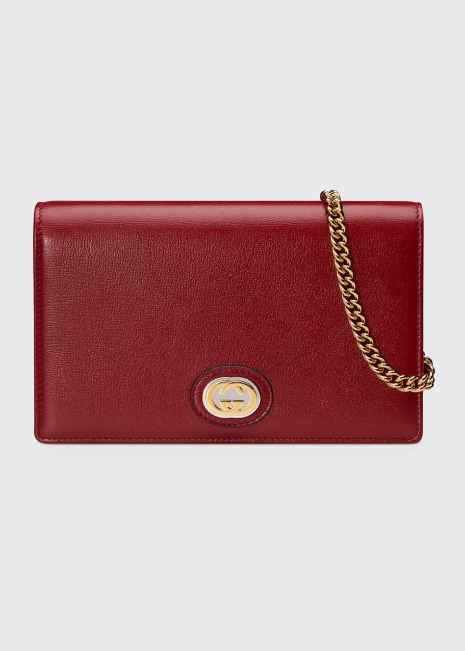 Image 1 of 1: Marina Leather Flap Card Case Wallet on Chain