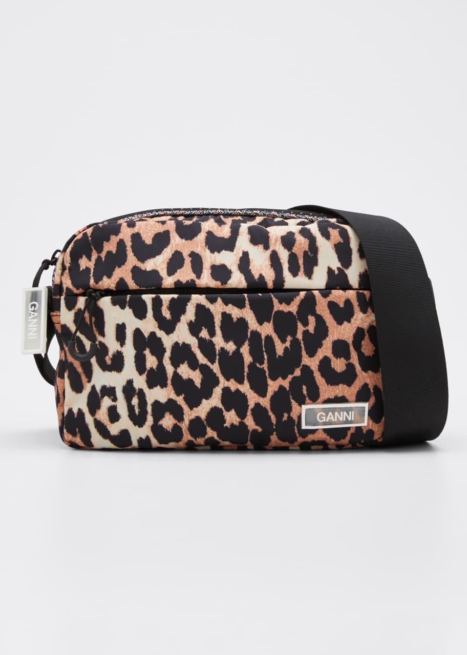 Ganni Nylon Leopard Crossbody Bag Bergdorf Goodman