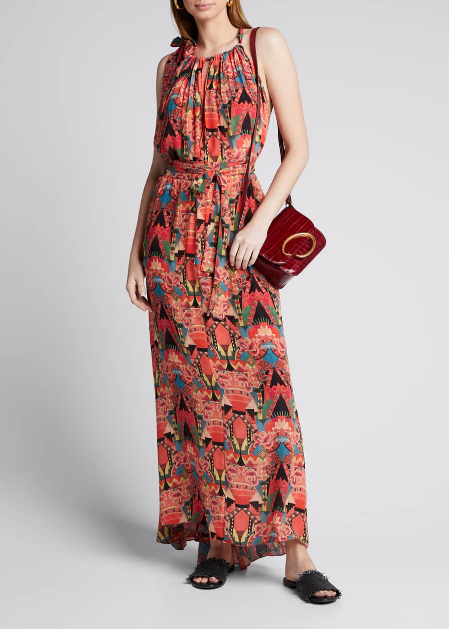 slim fit dress slacks Paisley Print Halter Neck Mini Dress Three Colors / L