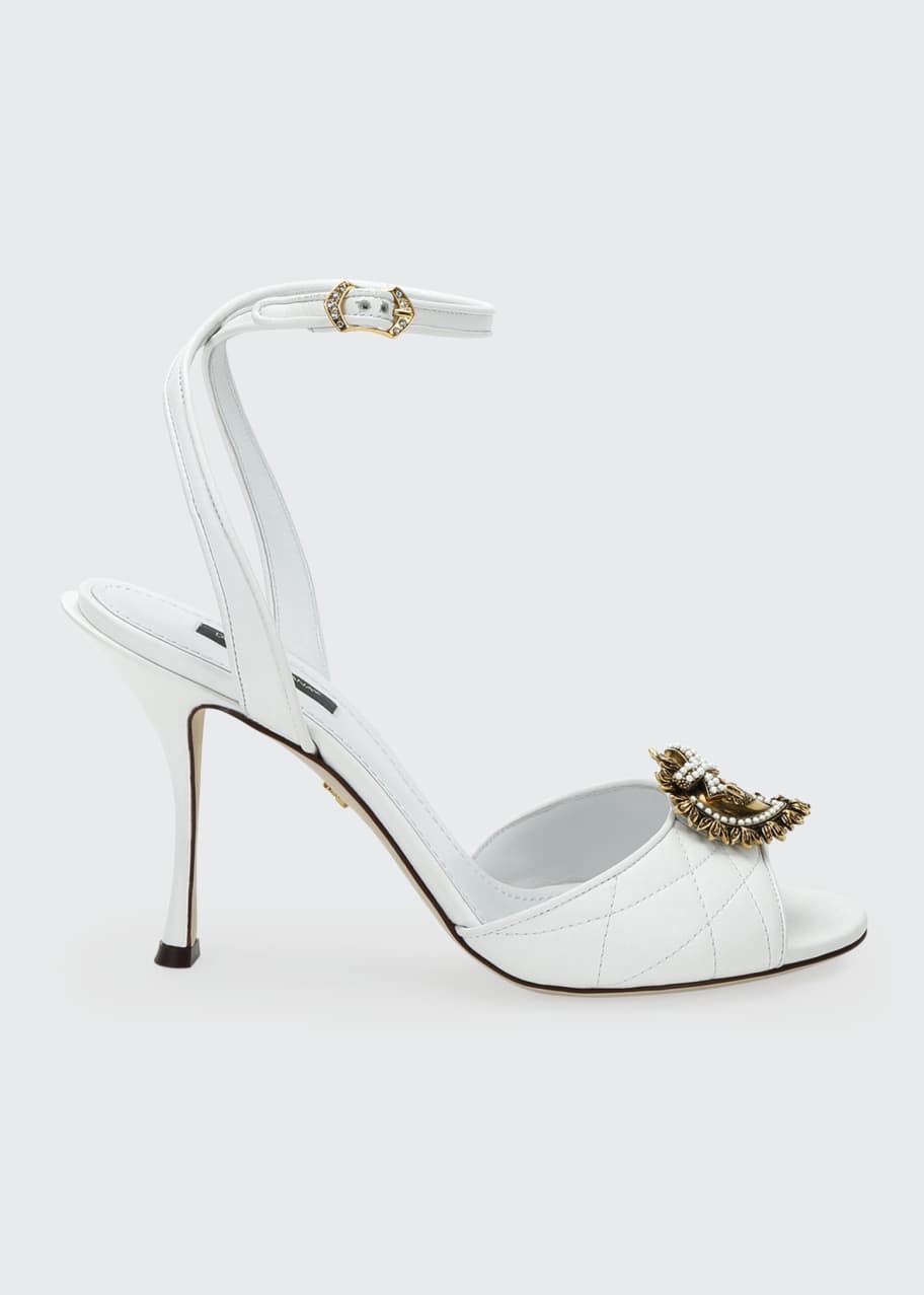 Dolce&Gabbana Devotion Stitched Sandals with Crest - Bergdorf Goodman