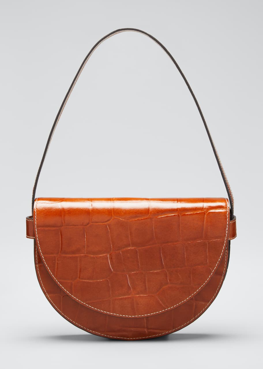 STAUD Stamped Crocodile Amal Shoulder Bag Bergdorf Goodman