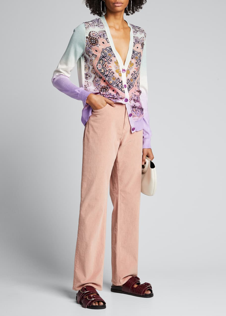 Image 1 of 1: Ombre Silk Front Paisley Cardigan