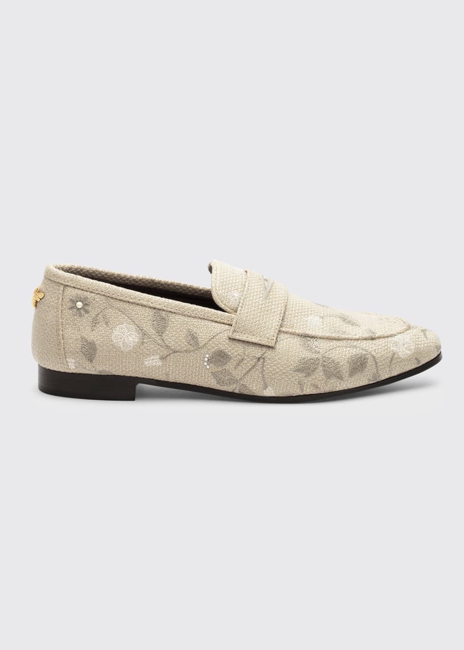 Image 1 of 1: Embroidered Floral Flat Loafers