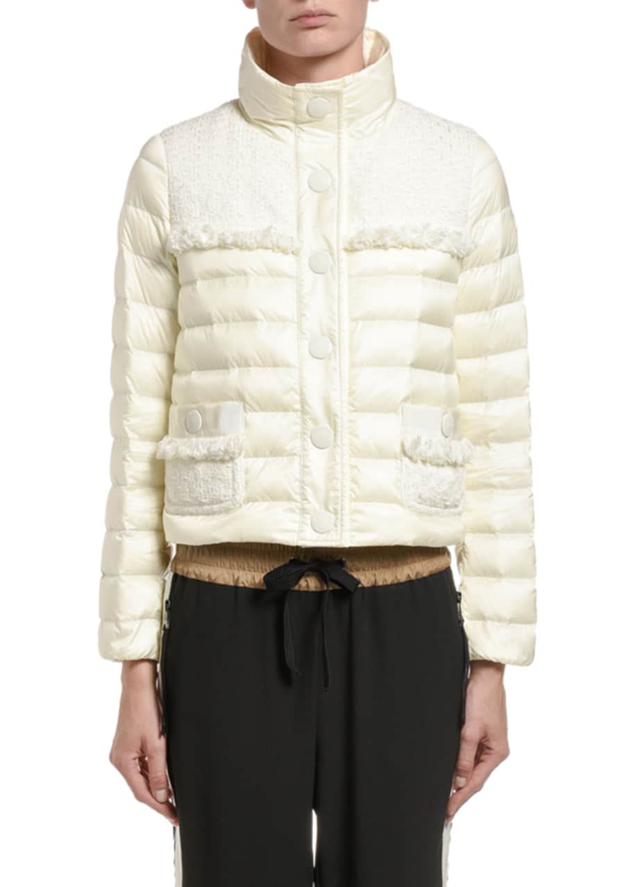 Moncler Lunaire Frilly-Trim Cropped Puffer Jacket - Bergdorf Goodman