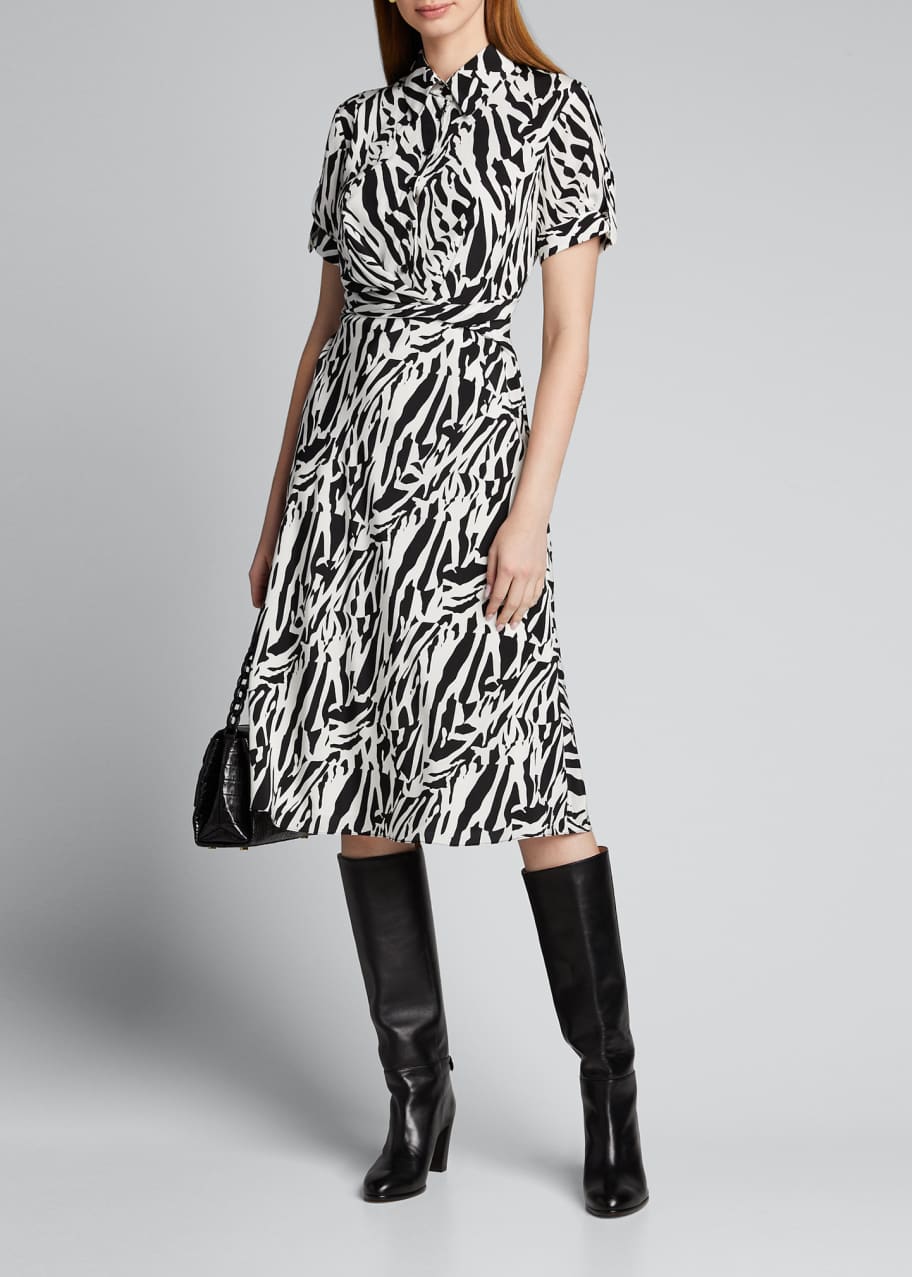 Diane von Furstenberg Deborah Collared ZebraPrint Midi Dress