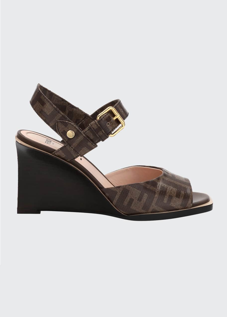 Fendi logo shop wedge sandals