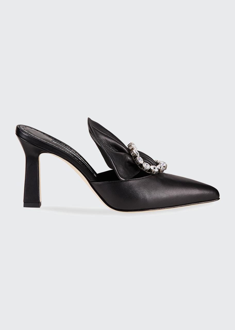 Manolo Blahnik Capitana Leather Buckle Mules - Bergdorf Goodman