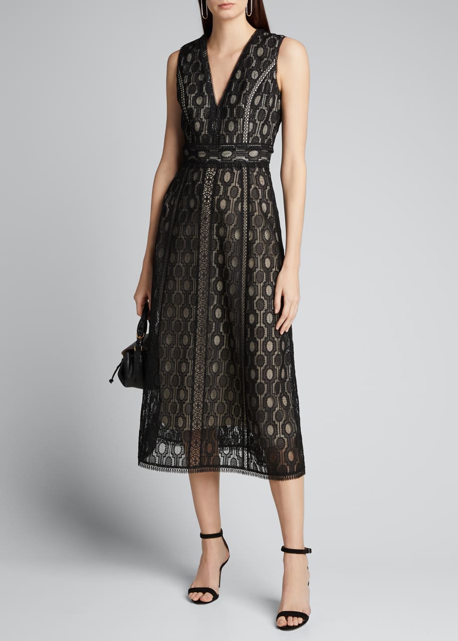 Elie Tahari Pax Crochet Sleeveless Midi Dress - Bergdorf Goodman