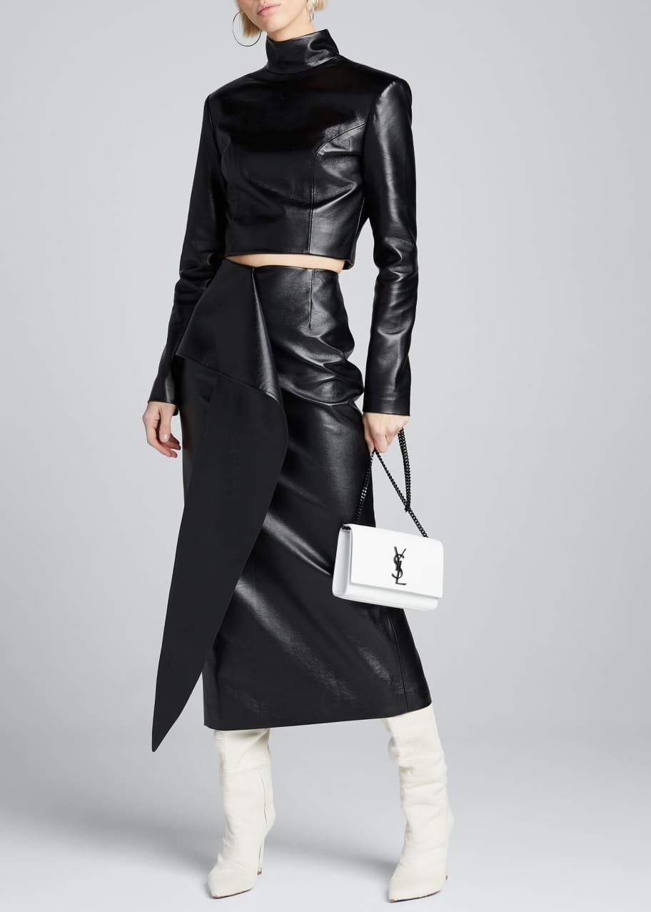Image 1 of 1: Tie-Waist Faux-Leather Skirt