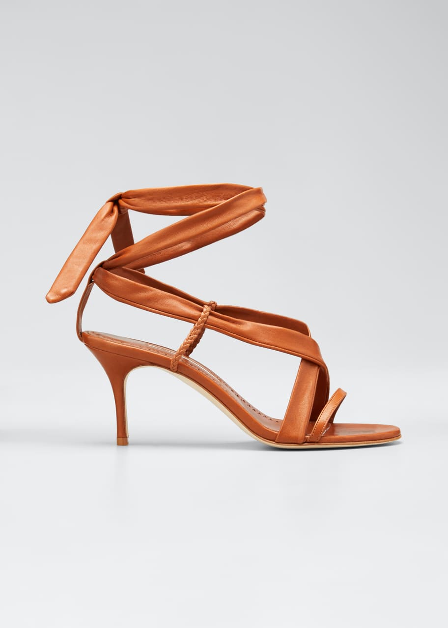 Manolo Blahnik Tor Napa Ankle Wrap Sandals Bergdorf Goodman