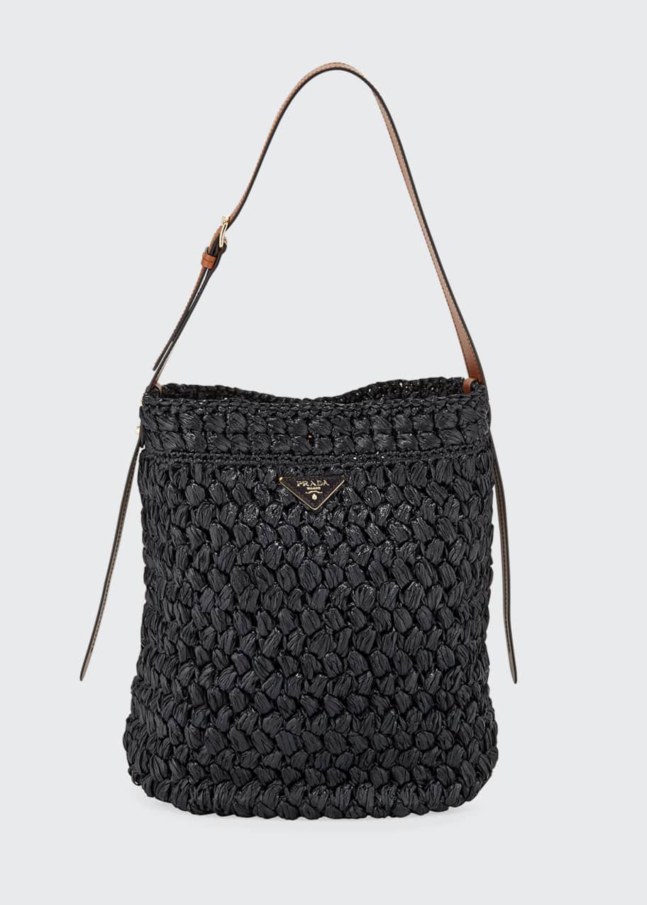 Prada raffia hot sale bucket bag