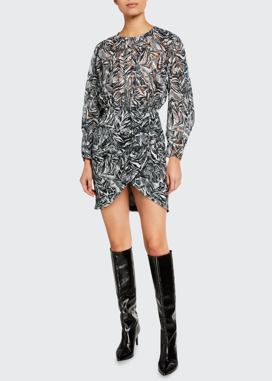 Iro Fenian Printed Long-Sleeve Mini Dress - Bergdorf Goodman