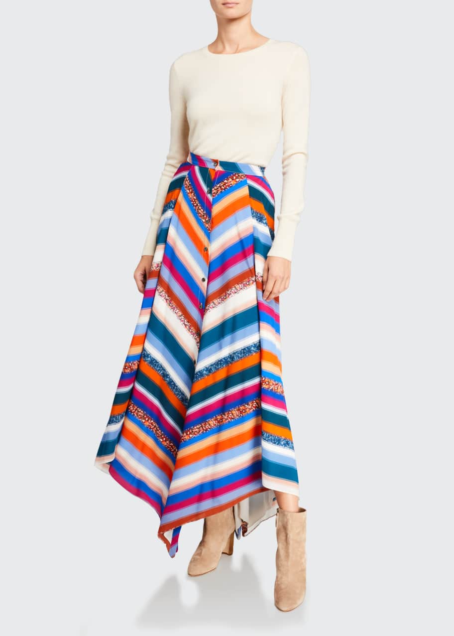 Image 1 of 1: Aquarius Striped Silk Skirt