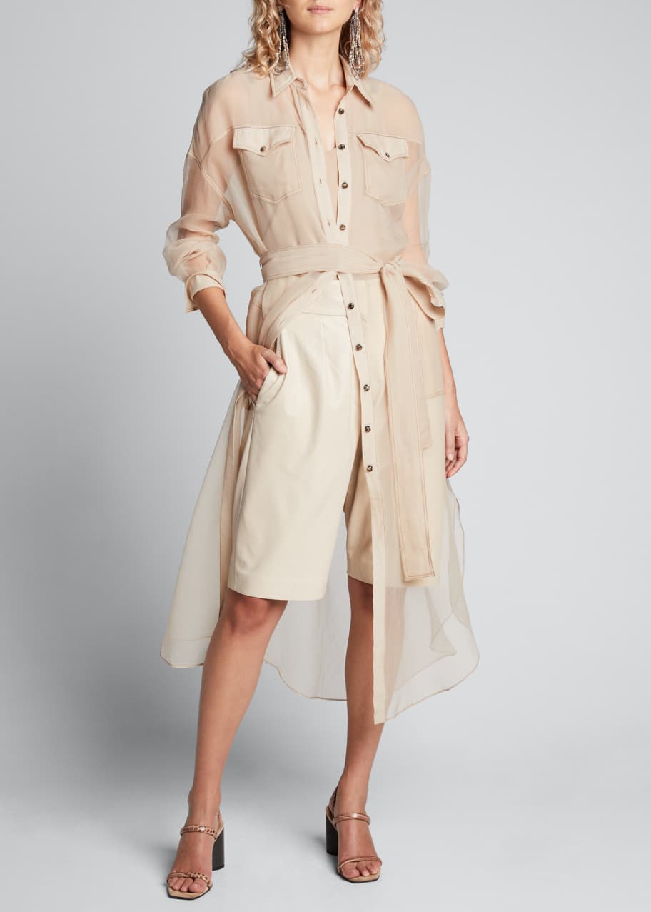 Image 1 of 1: Pleated Napa Knee Shorts