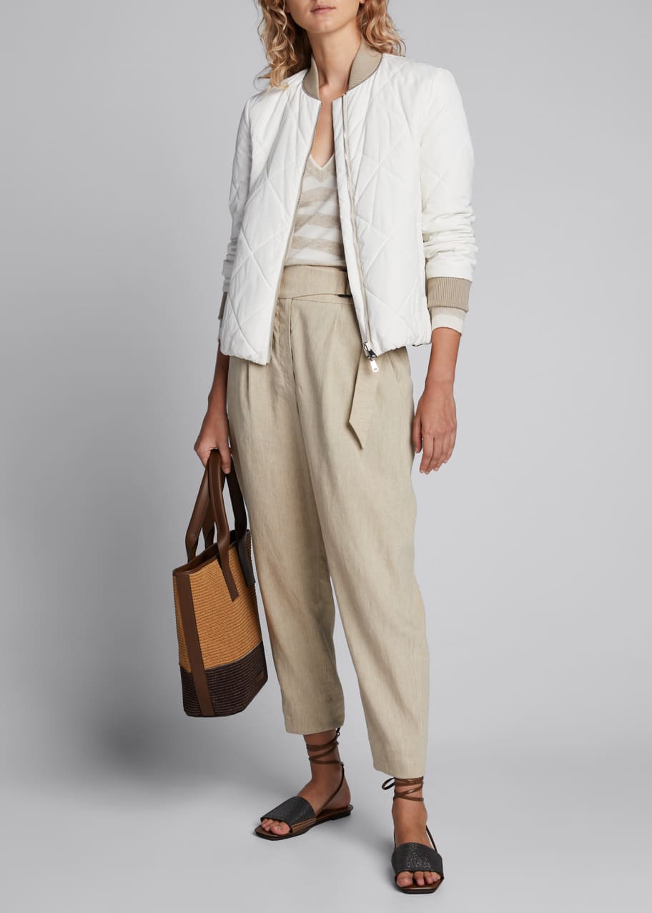 Image 1 of 1: Quilted Taffeta Bomber Jacket