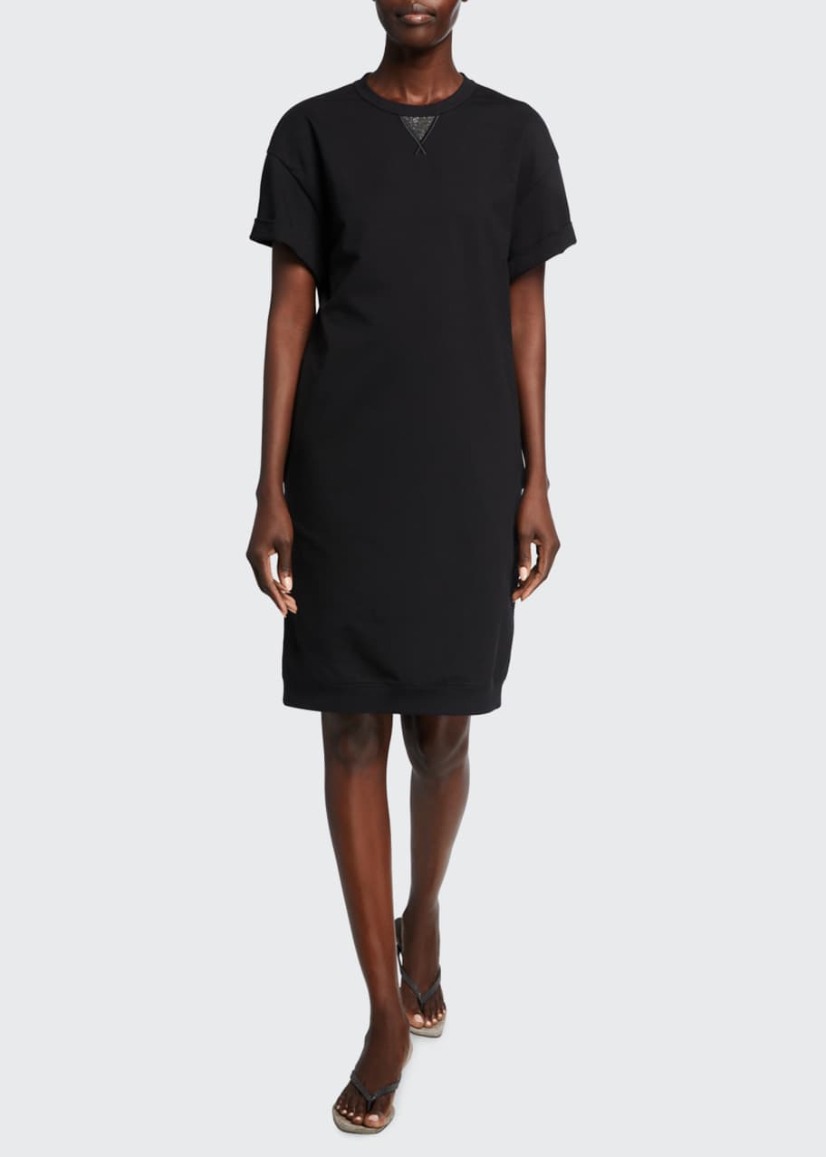 Brunello Cucinelli Monili-Beaded Cotton Felpa Cap-Sleeve T-Shirt Dress -  Bergdorf Goodman