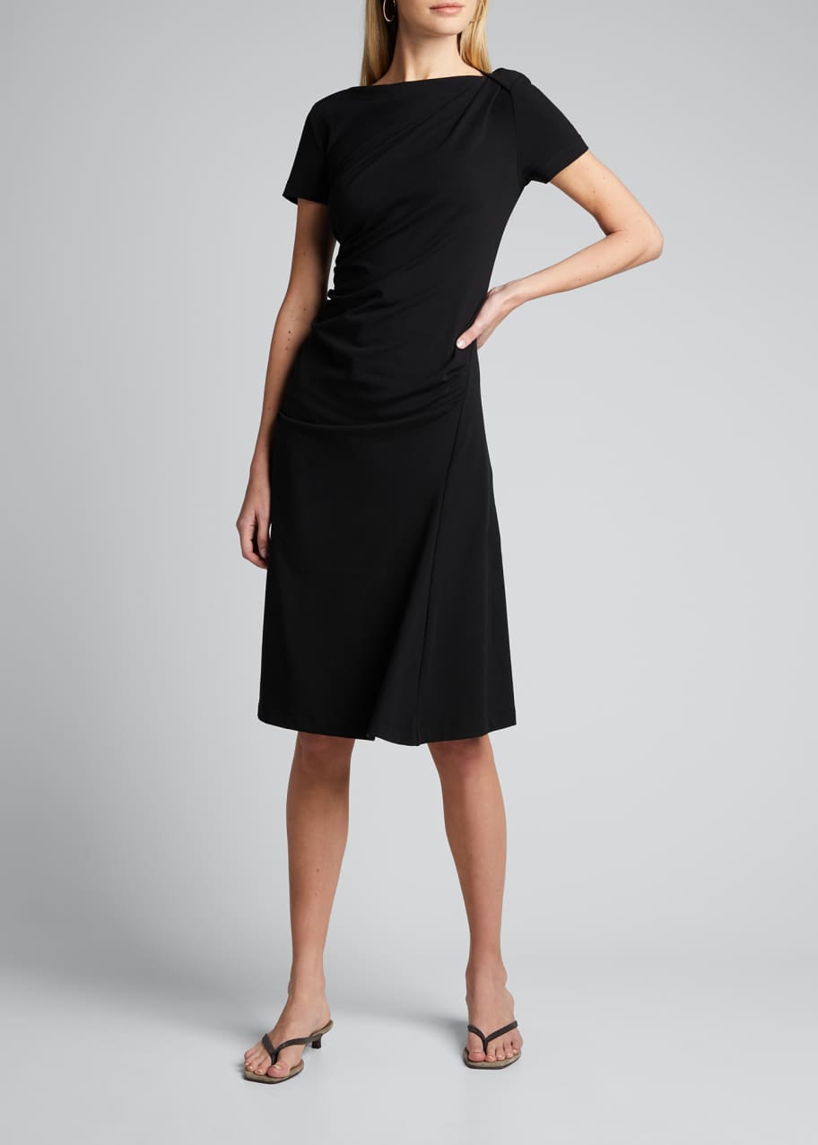 Image 1 of 1: Short-Sleeve Jersey Couture Side Ruched Dress