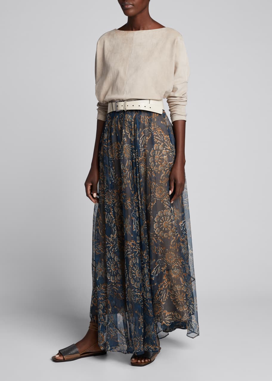 Image 1 of 1: Printed Chiffon Pull-On Maxi Skirt