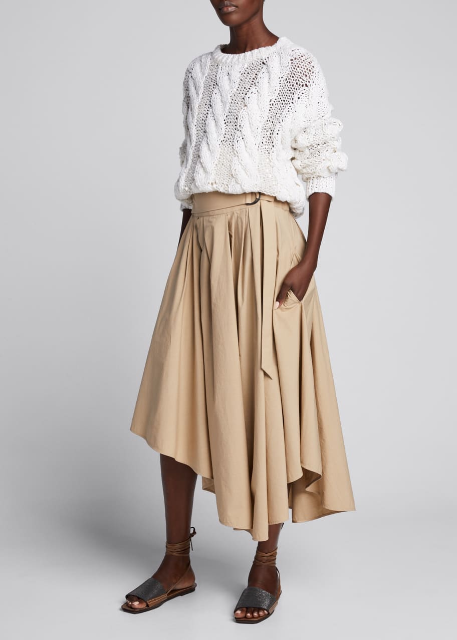 スカート Brunello Cucinelli Asymmetrical Front Wrap Skirt With Brunello Cucinelli - White Paper Twill Asymmetrical Wrap Skirt
