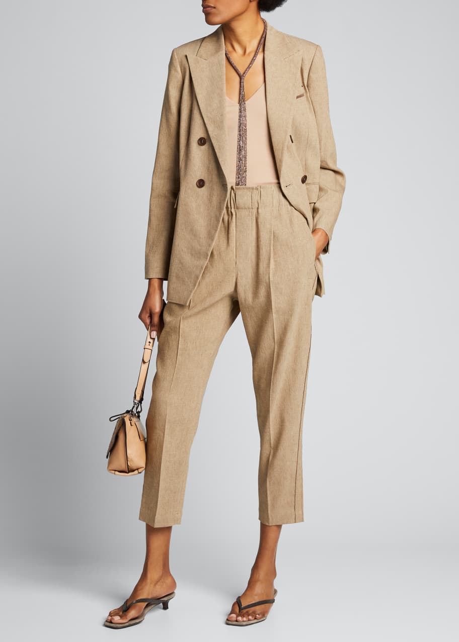 Brunello Cucinelli Linen Pull-On Cropped Pants - Bergdorf
