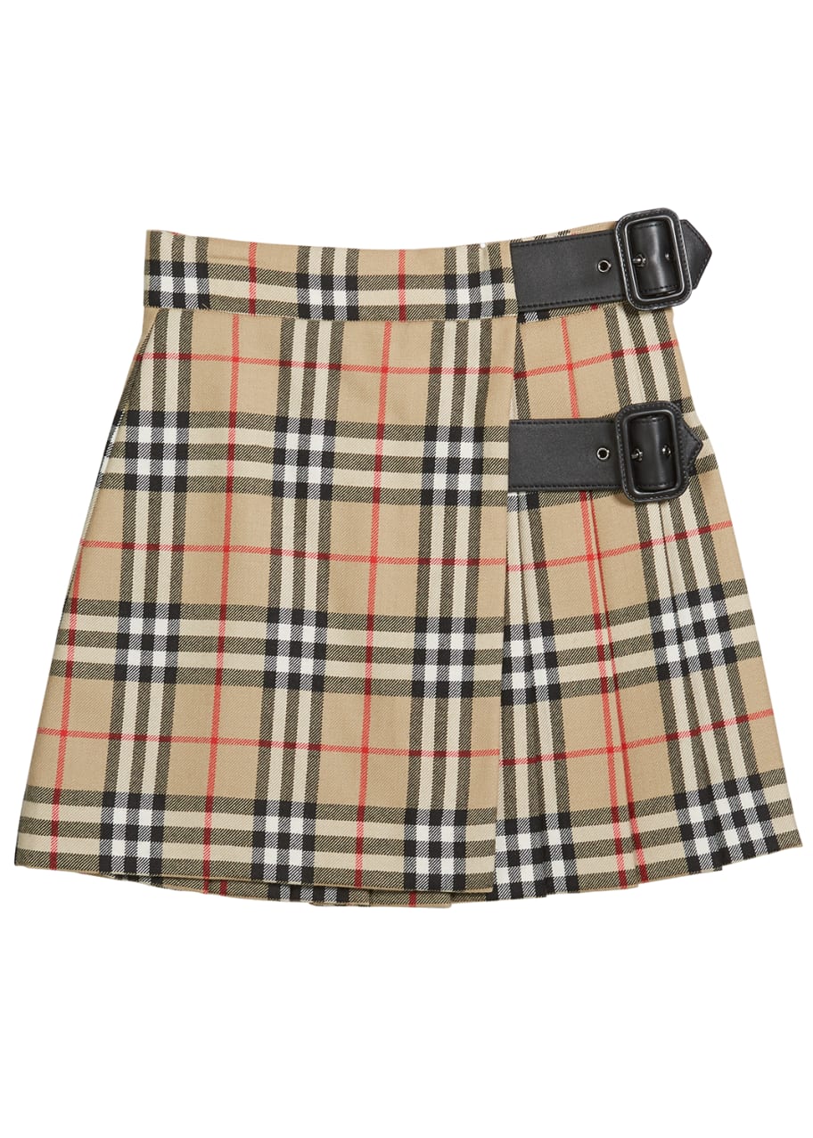 Image 1 of 1: Girl's Luisa Buckle Check Skirt, Size 4-14