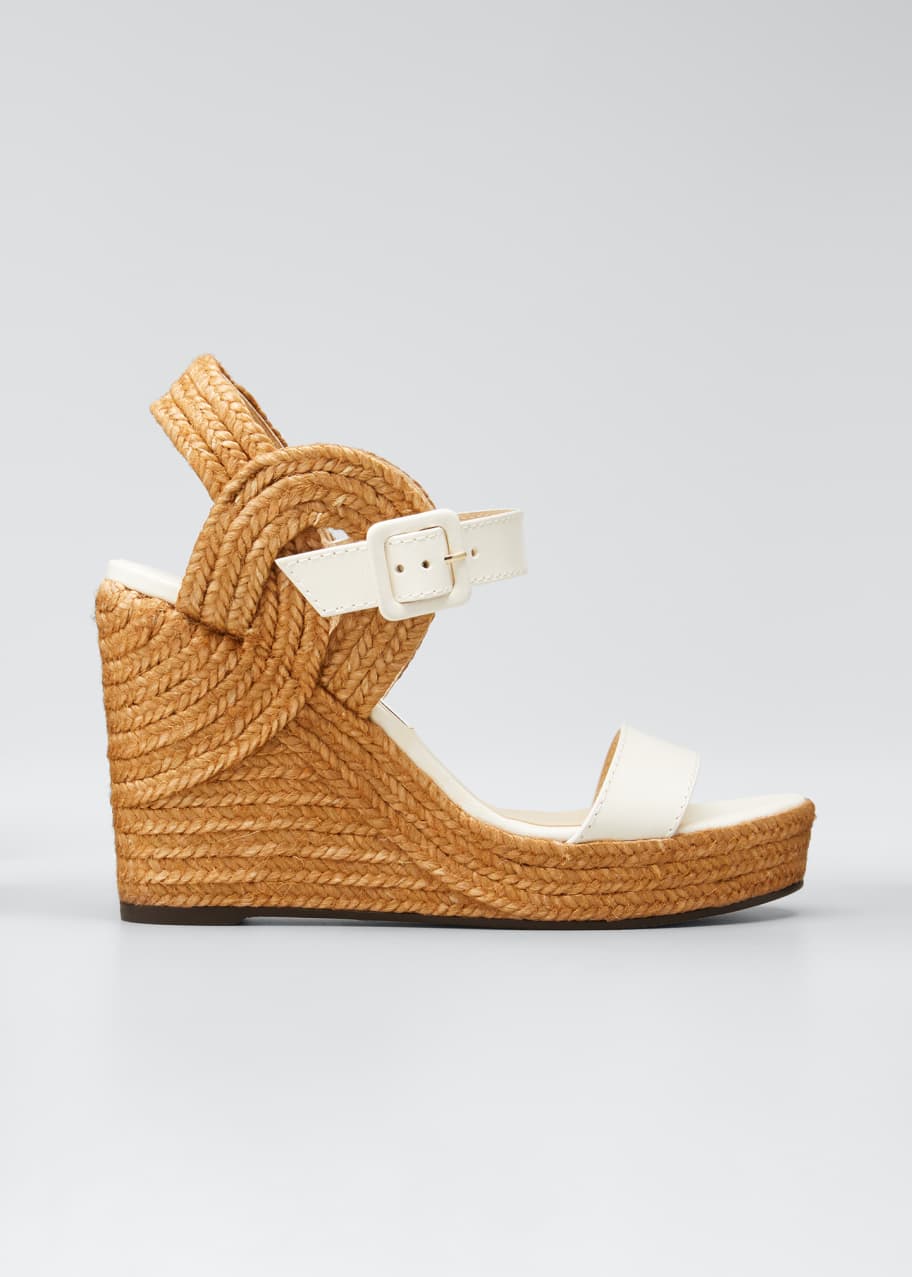Image 1 of 1: Delphi Leather Espadrille Wedge Sandals