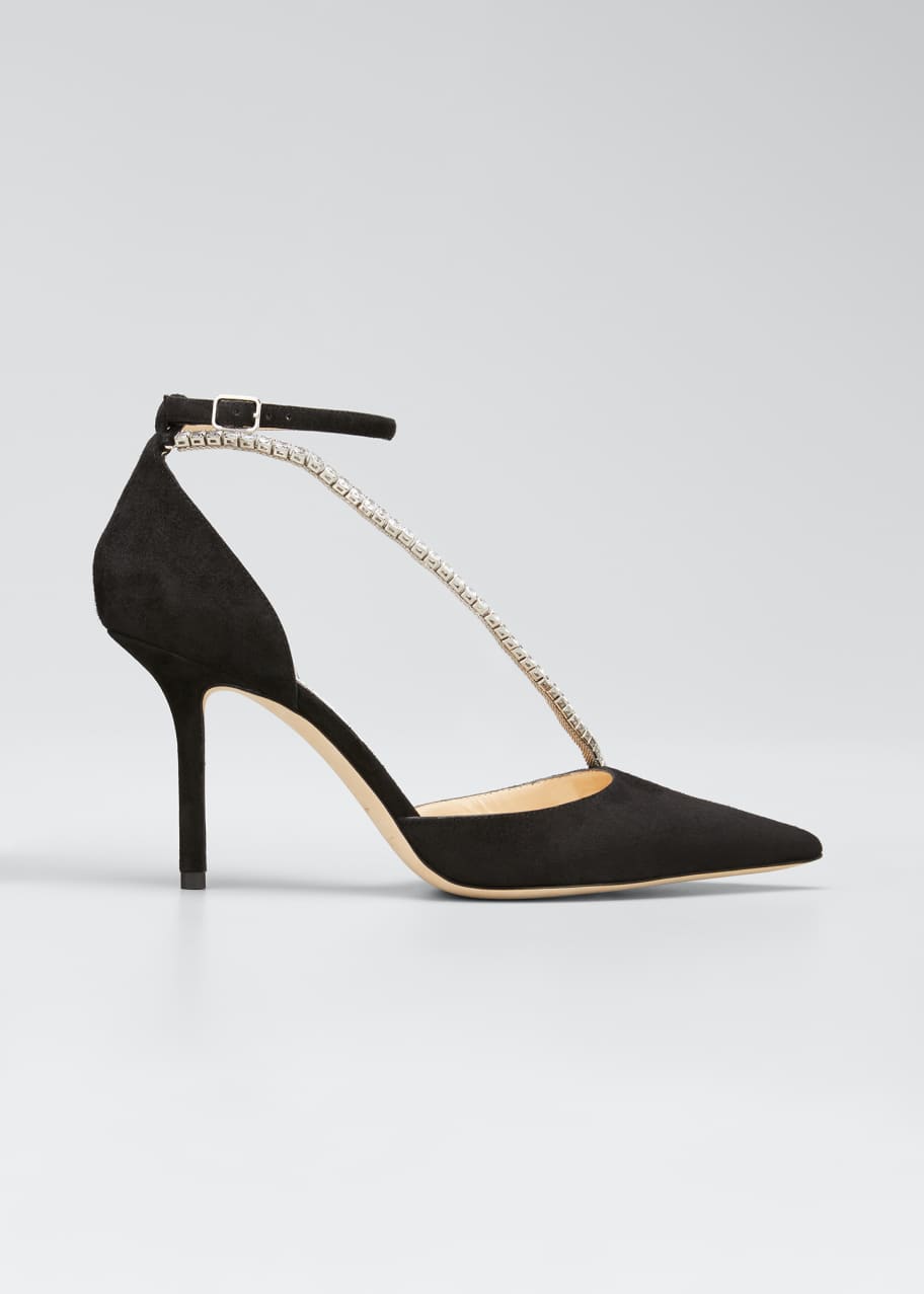 Image 1 of 1: Talika Suede Pumps w/ Crystal Chain