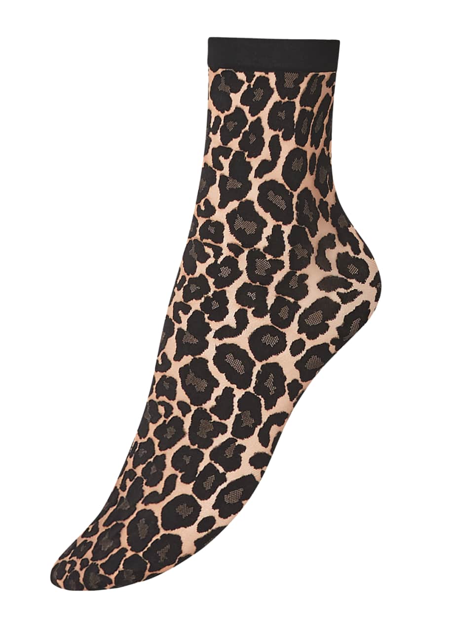 Image 1 of 1: Leo Leopard-Pattern Ankle Socks