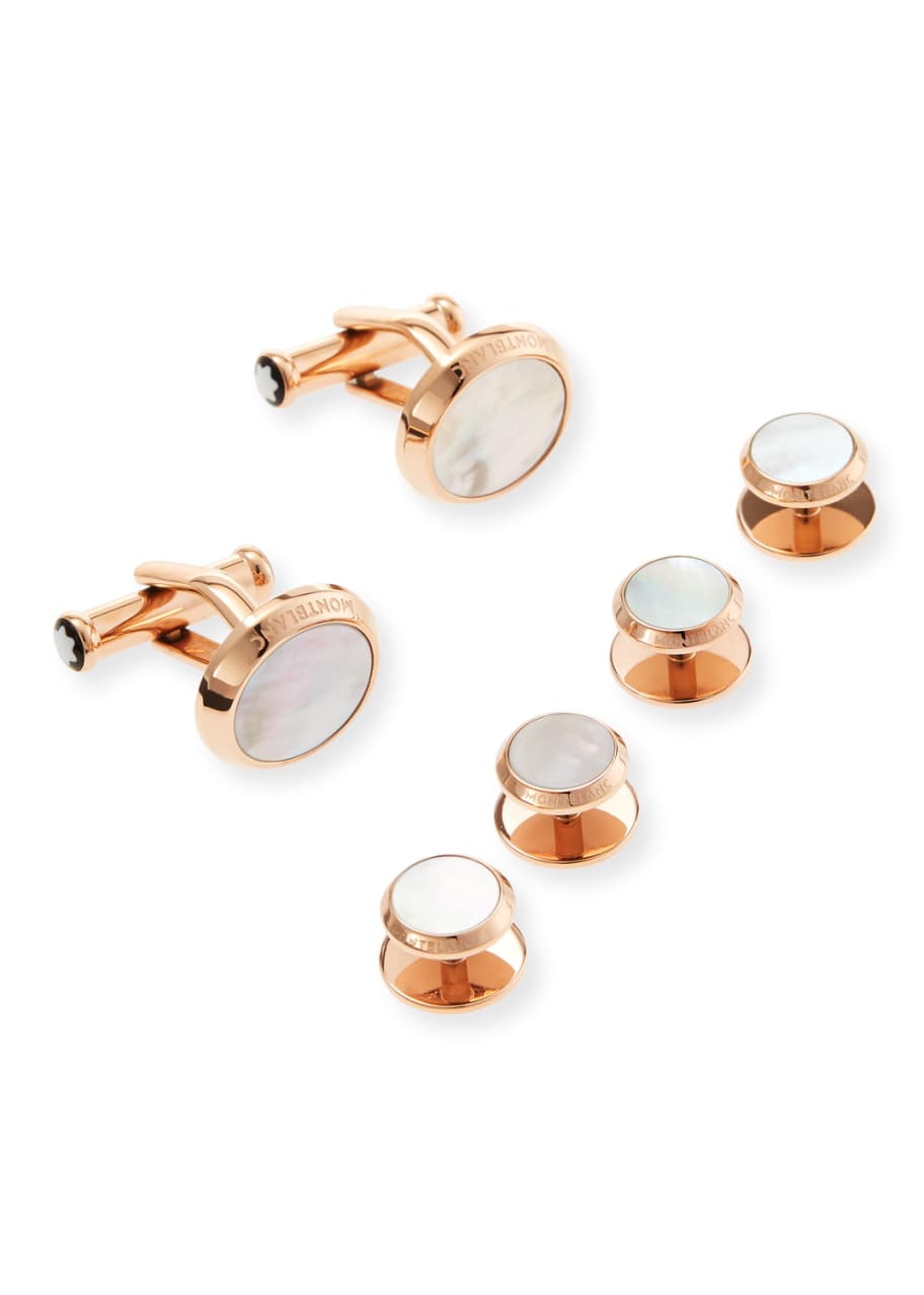 mocaマントルピース Montblanc Men's Rose Gold Mother-of-Pearl Stud %26 Cufflink Set