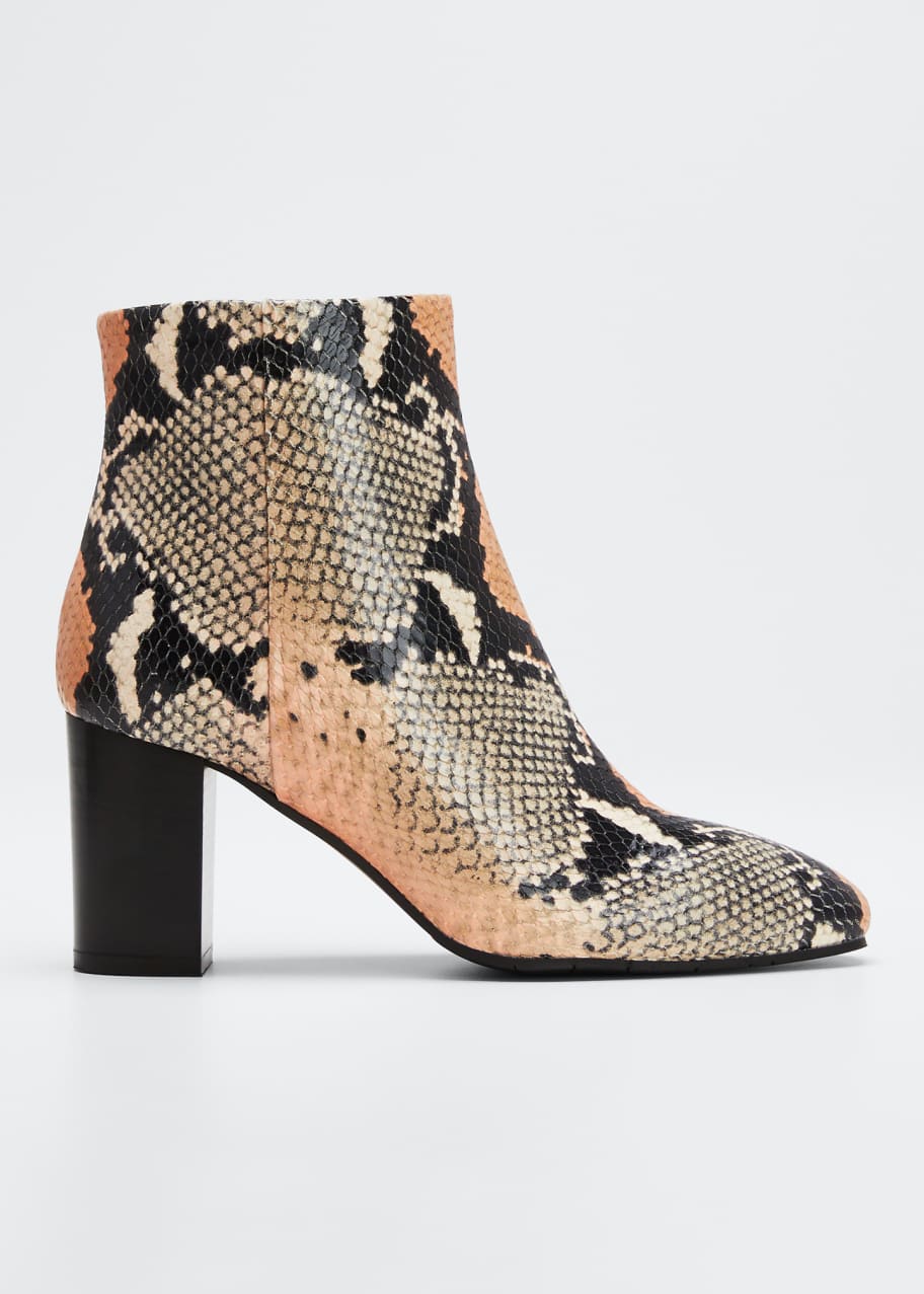 Florita Snake Print Leather Zip Booties