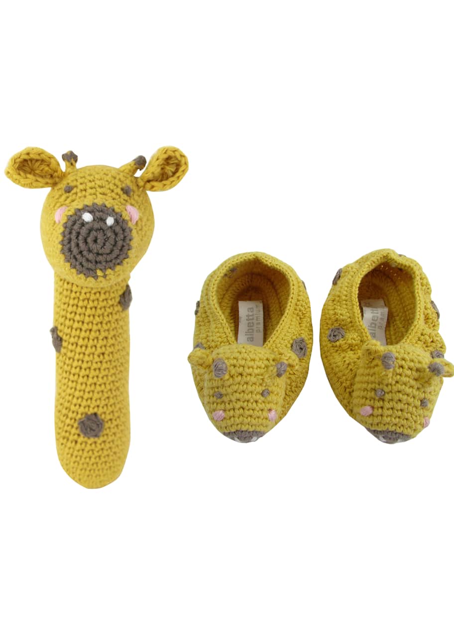 Albetta Crochet Giraffe Rattle w/ Matching Booties, Baby - Bergdorf Goodman
