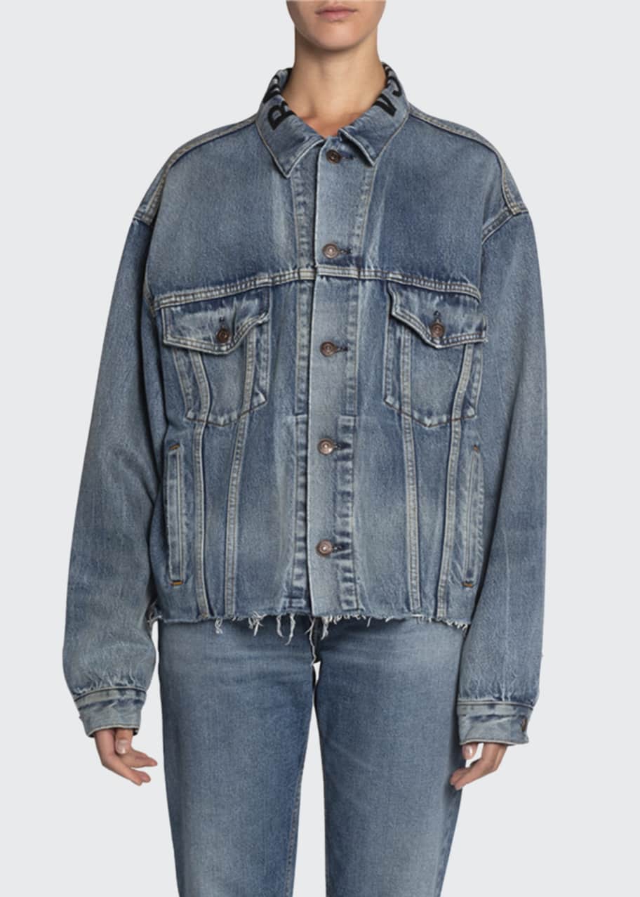 Raw hem denim jacket deals