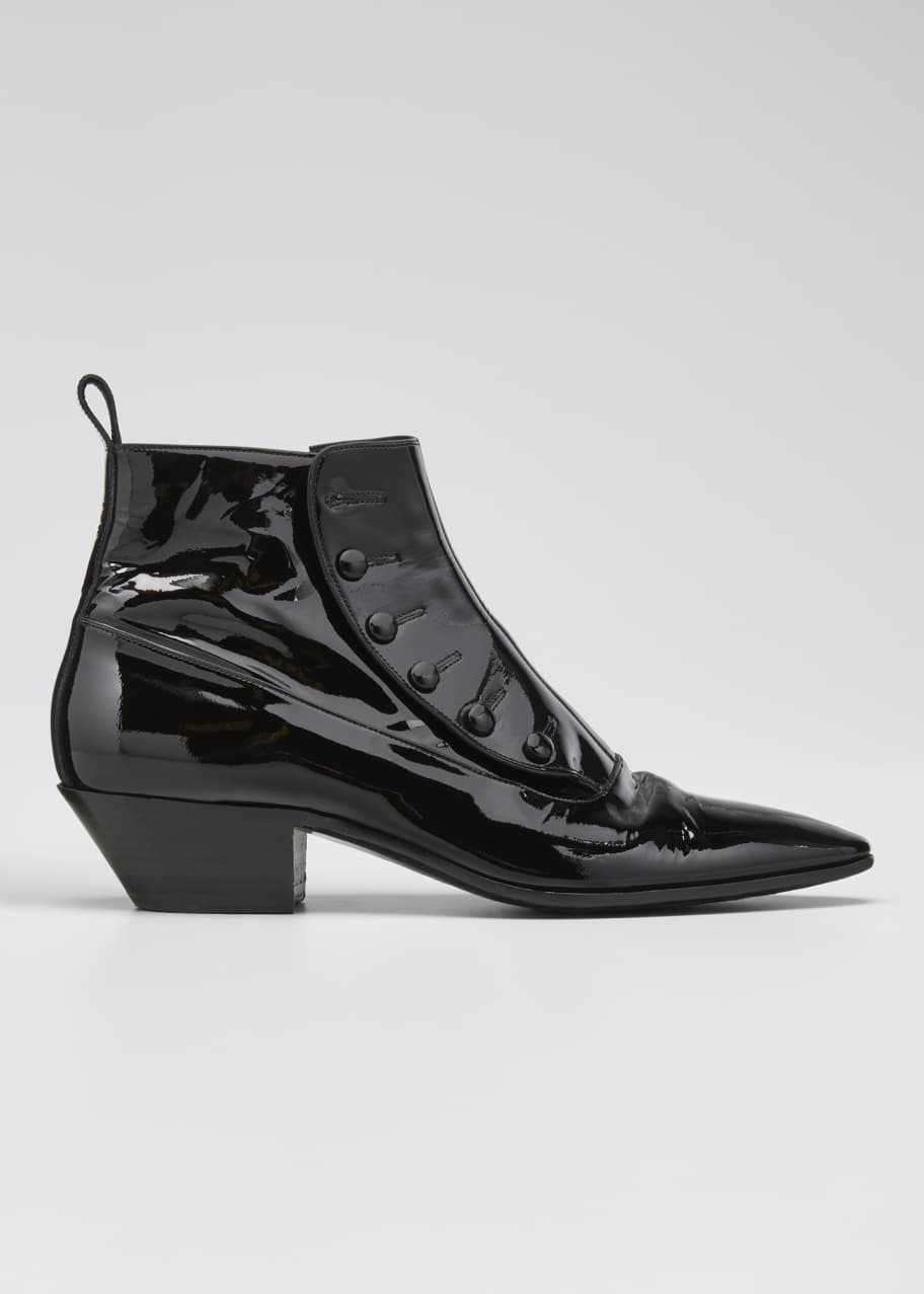 Image 1 of 1: Belle Button-Side Patent Leather Bootie