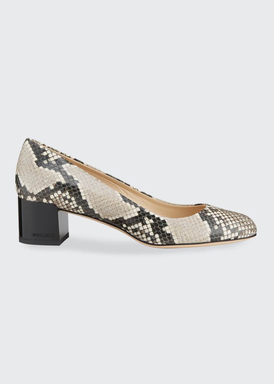 Jimmy Choo Jessie Snake-Print Block-Heel Pumps Bergdorf Goodman