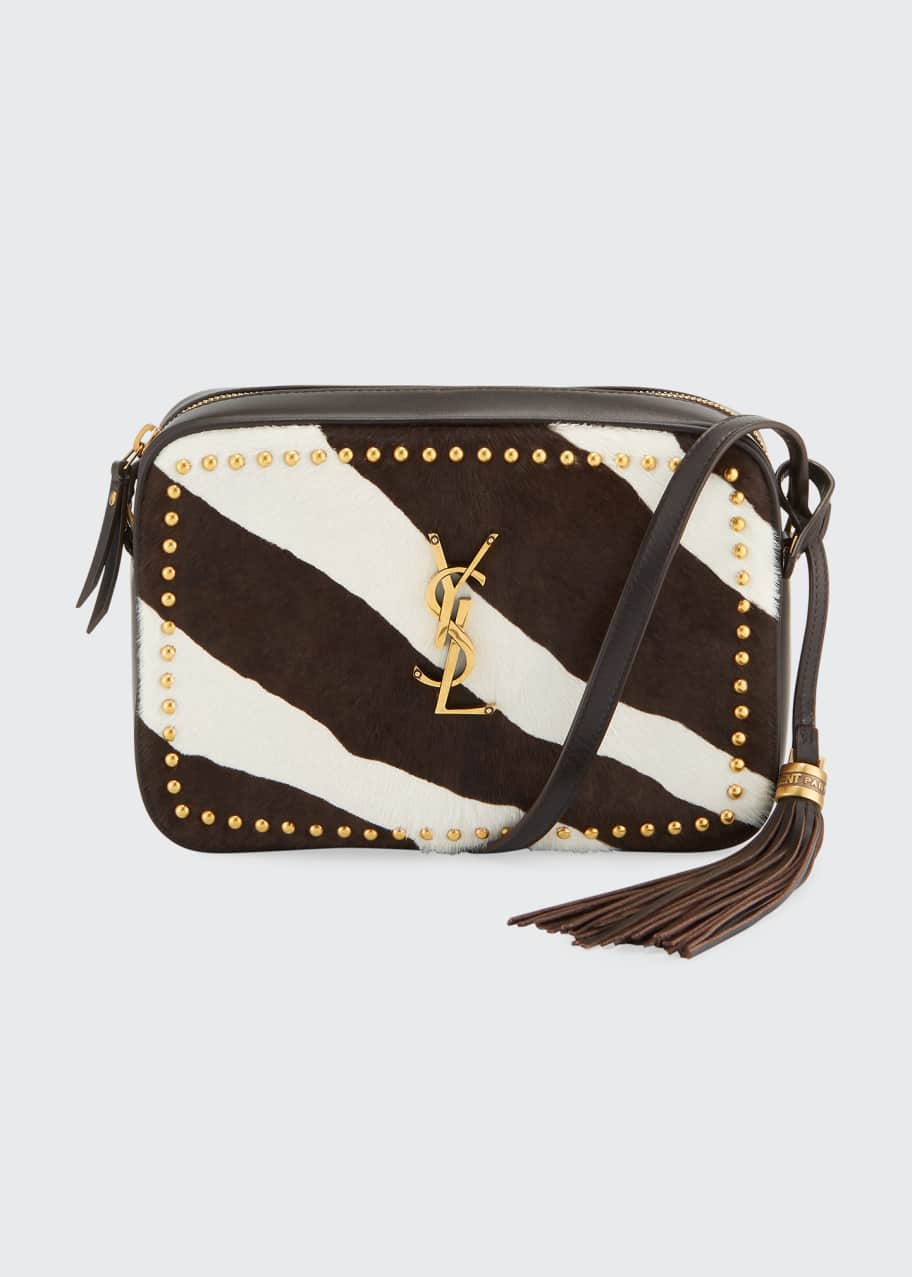 Lou Medium YSL Monogram Studded Zebra Camera Bag